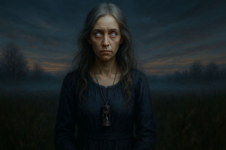 O Círculo das Oito - Capítulo VIII: Vaelith – A que vê o futuro queimada pela verdade (Elemento: Tempo)Vaelith nasceu sob o eclipse,