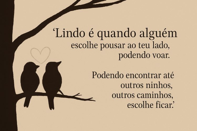 Quando Alguém Escolhe Ficar. Há algo de profundamente comovente no gesto de alguém que, podendo voar, escolhe pousar ao nosso lado.