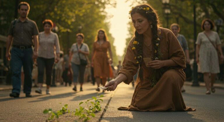 As Sementes do Inesperado. A bruxa apareceu na vila numa manhã enevoada, trazendo consigo um cesto de vime coberto por um tecido