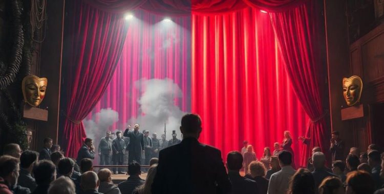 Vivendo em um Teatro Vivendo em um Teatro. Eles controlam os recursos, manipulam informações e criam narrativas que os favorecem.